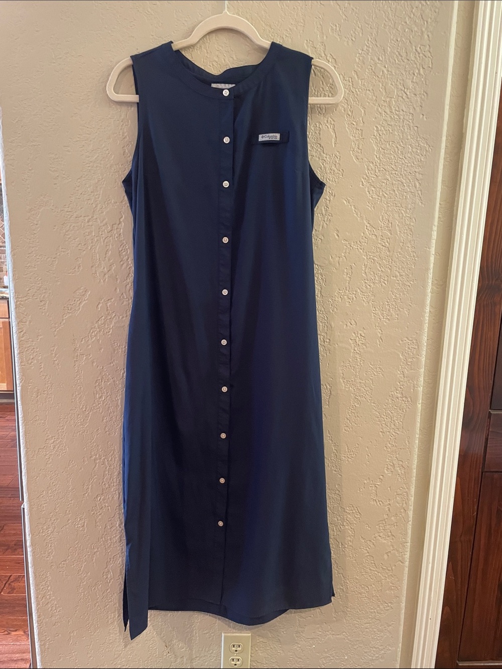 Columbia Navy Sleeveless Button-Front Shift Dress